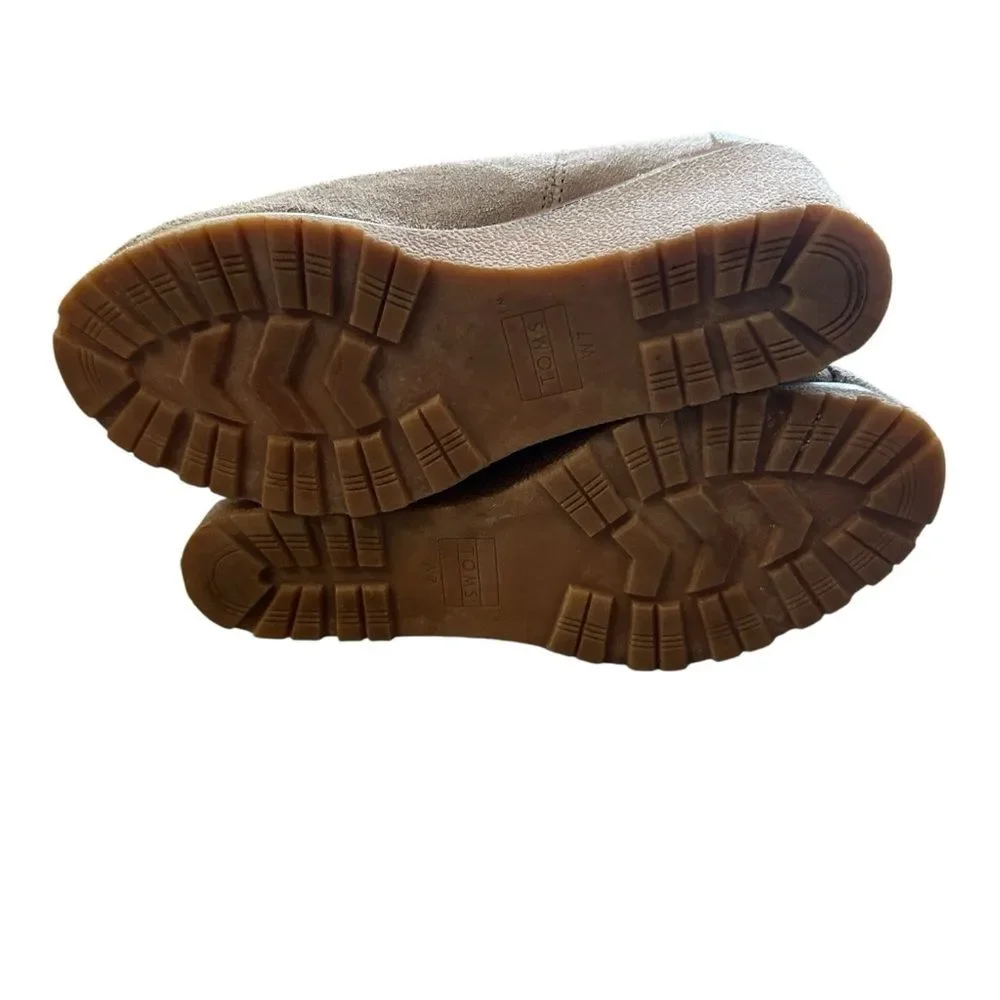 Toms Tan Ankle Booties Desert Wedge  Size 7